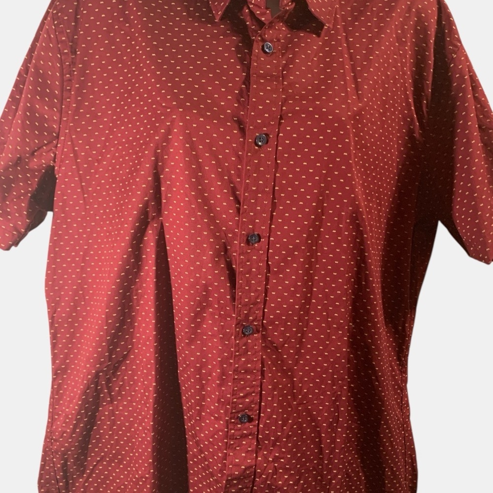 Men's Burgundy Polka Dot Button-Down Shirt (item#10148)